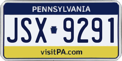PA license plate JSX9291