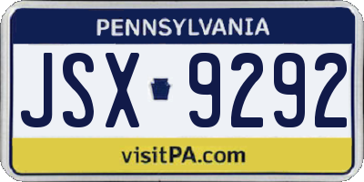 PA license plate JSX9292