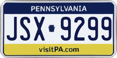 PA license plate JSX9299