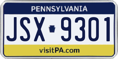 PA license plate JSX9301
