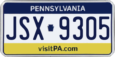 PA license plate JSX9305