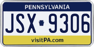 PA license plate JSX9306