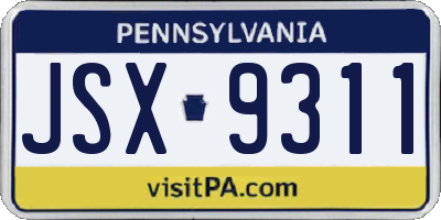 PA license plate JSX9311