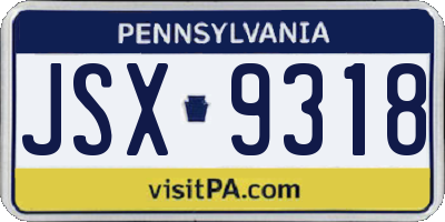 PA license plate JSX9318