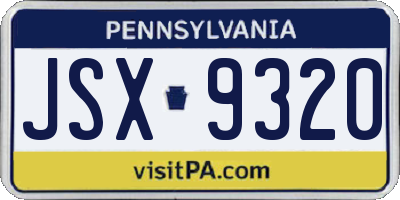 PA license plate JSX9320