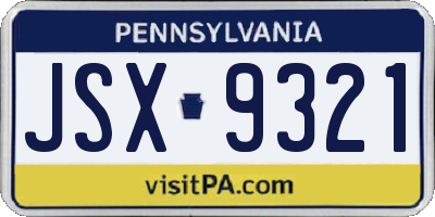 PA license plate JSX9321