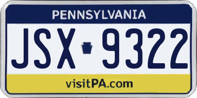 PA license plate JSX9322