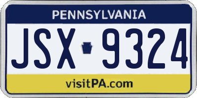 PA license plate JSX9324