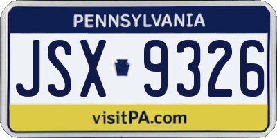 PA license plate JSX9326