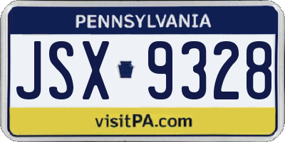 PA license plate JSX9328