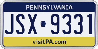 PA license plate JSX9331