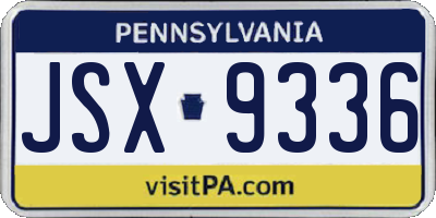 PA license plate JSX9336
