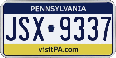 PA license plate JSX9337