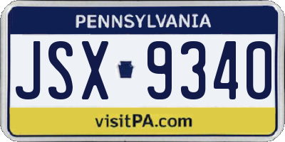 PA license plate JSX9340