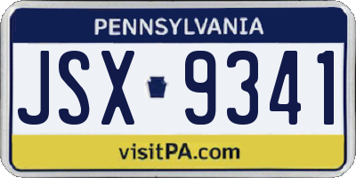 PA license plate JSX9341