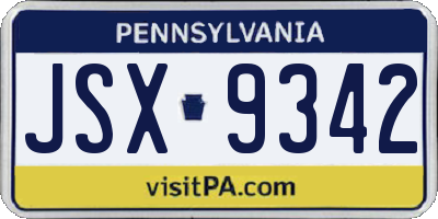 PA license plate JSX9342