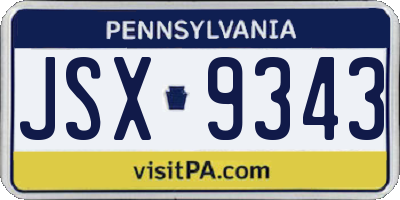 PA license plate JSX9343