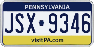 PA license plate JSX9346
