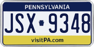 PA license plate JSX9348