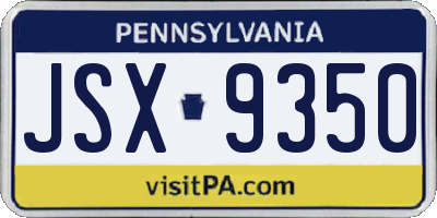 PA license plate JSX9350