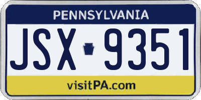 PA license plate JSX9351