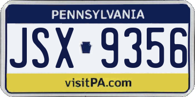 PA license plate JSX9356