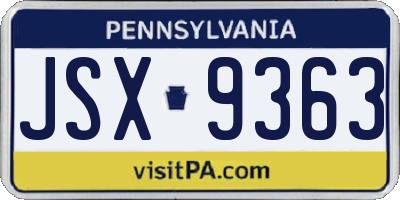 PA license plate JSX9363
