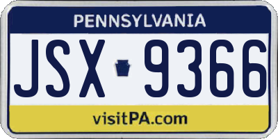 PA license plate JSX9366