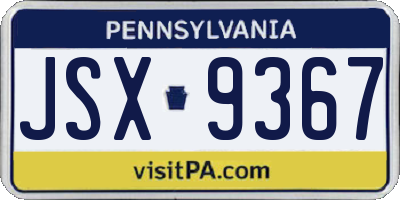 PA license plate JSX9367