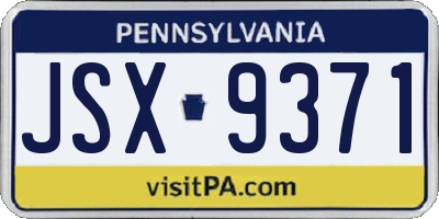 PA license plate JSX9371