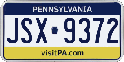 PA license plate JSX9372