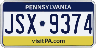 PA license plate JSX9374