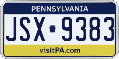 PA license plate JSX9383