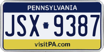 PA license plate JSX9387
