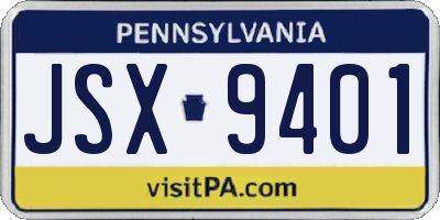 PA license plate JSX9401
