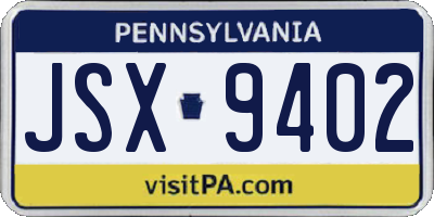 PA license plate JSX9402