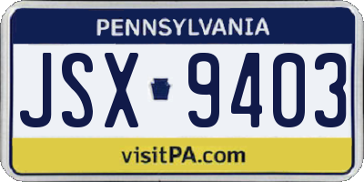 PA license plate JSX9403