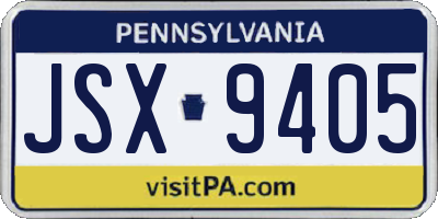 PA license plate JSX9405