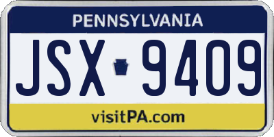 PA license plate JSX9409