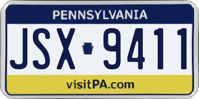 PA license plate JSX9411