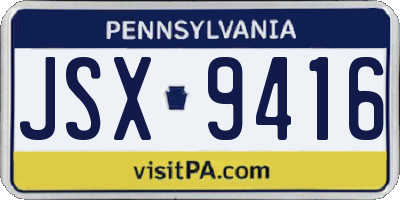 PA license plate JSX9416