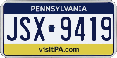 PA license plate JSX9419