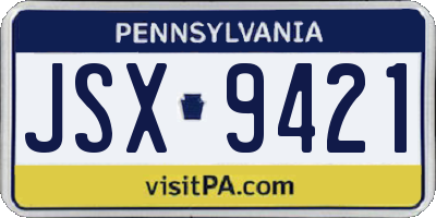 PA license plate JSX9421