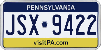 PA license plate JSX9422