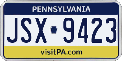 PA license plate JSX9423