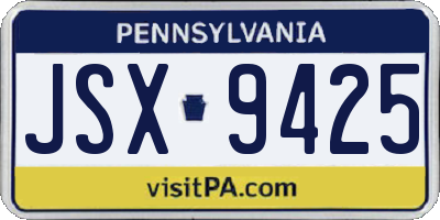 PA license plate JSX9425
