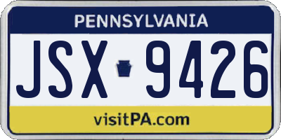 PA license plate JSX9426