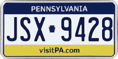 PA license plate JSX9428