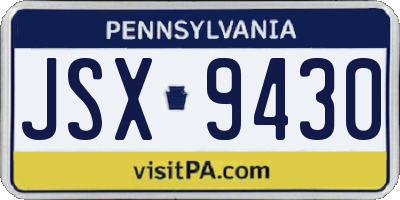 PA license plate JSX9430