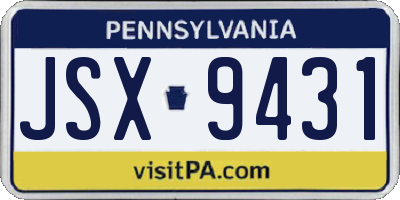 PA license plate JSX9431